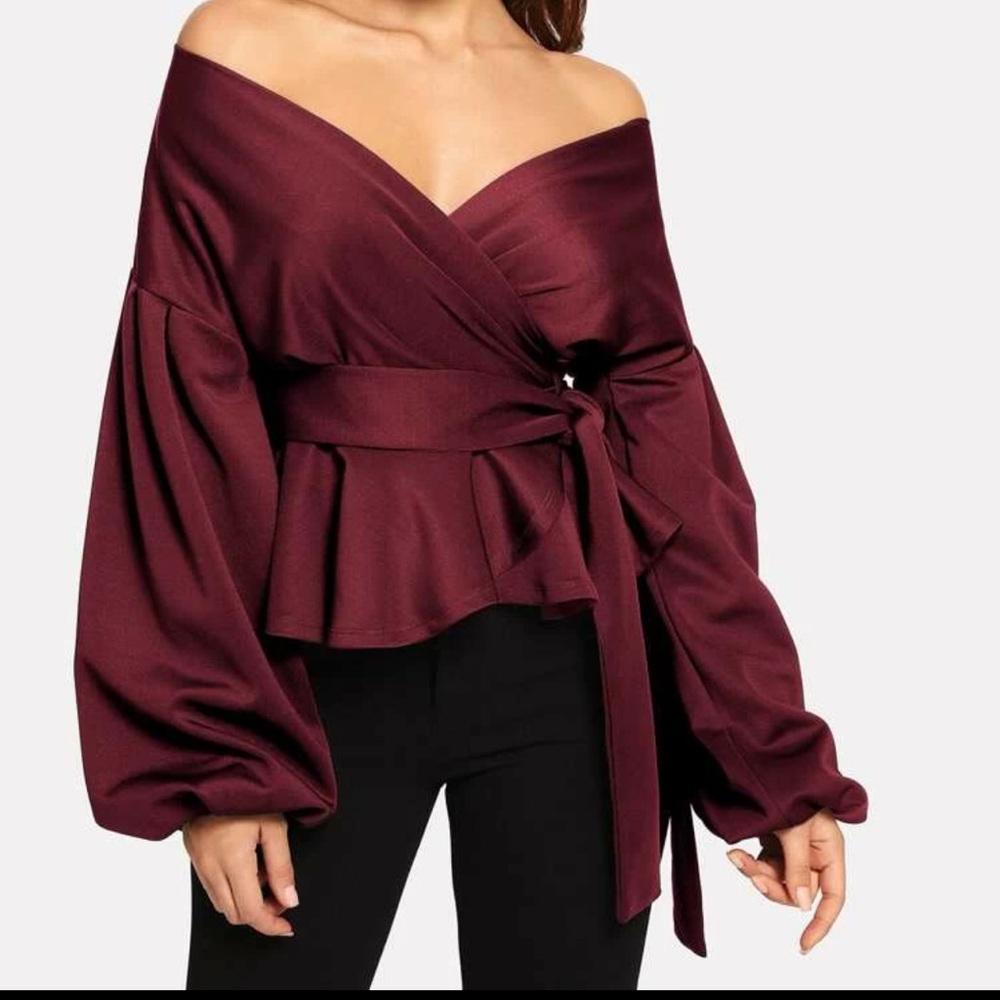 Off Shoulder Lantern Sleeve Top